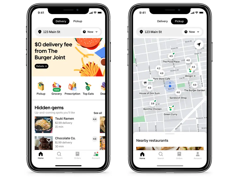 UberEATS launch imagery showing the early standalone food delivery app